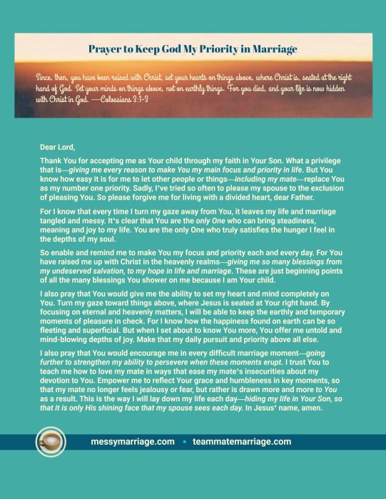 Priority Prayer - Do you struggle to maintain devotion to God in marriage? Or is your mate threatened by your passion for God? Then download this prayer at MM. #prayer #marriage #priority #devotiontoGod #division