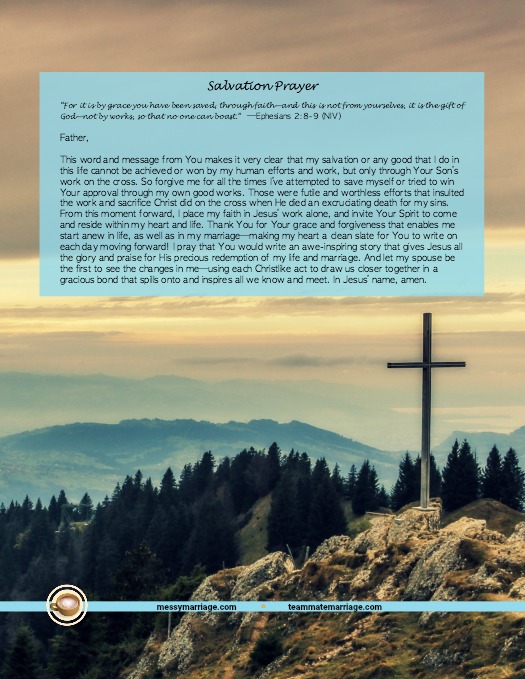 Salvation Prayer - This post gives 4 ways to receive Christ's salvation, along with this prayer printable available as a pdf at this link. Click to download yours! #salvation #salvationprayer #gospelcenteredlife #Jesussaves #placefaithinChrist #spiritualrebirth #spiritualcleansing 