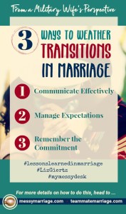 Marriage Transitions - Struggling in this kind of season in your marriage? Check out Liz' tips to navigate it well. #transition #marriage #expectations #communication #commitment