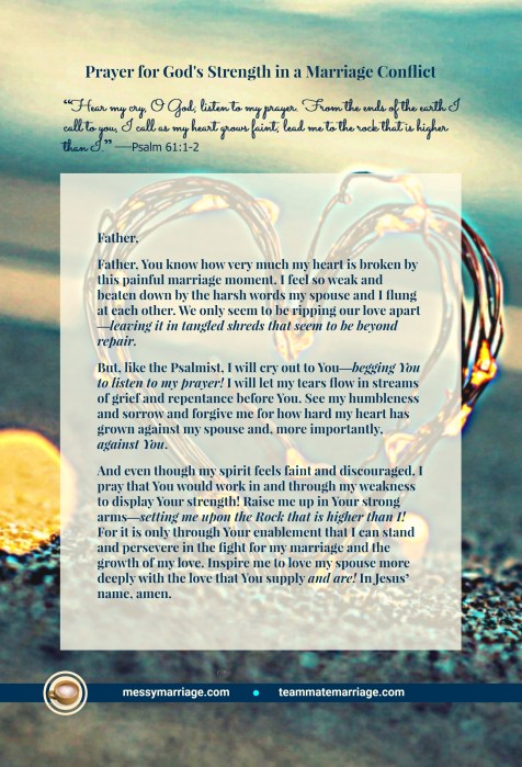 Marriage Conflict Prayer - Use this prayer printable to pray Scripture after a painful conflict in marriage. #marriageconflict #prayer #Scripture #prayerjounaling